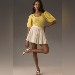 MAEVE By ANTHROPLOGIE Balloon Sleeve Textured Top